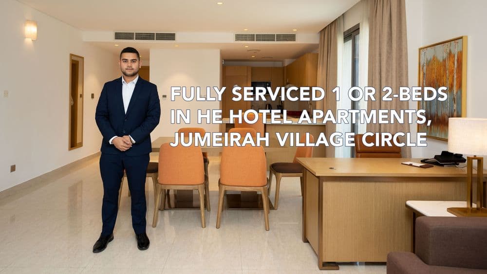 Fully serviced 1 or 2-beds in HE Hotel Apartments, Jumeirah Village Circle