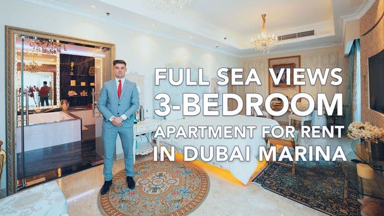 A palace in the sky! Check out this 3 Bedroom apartment in Dubai Marina, with full sea views